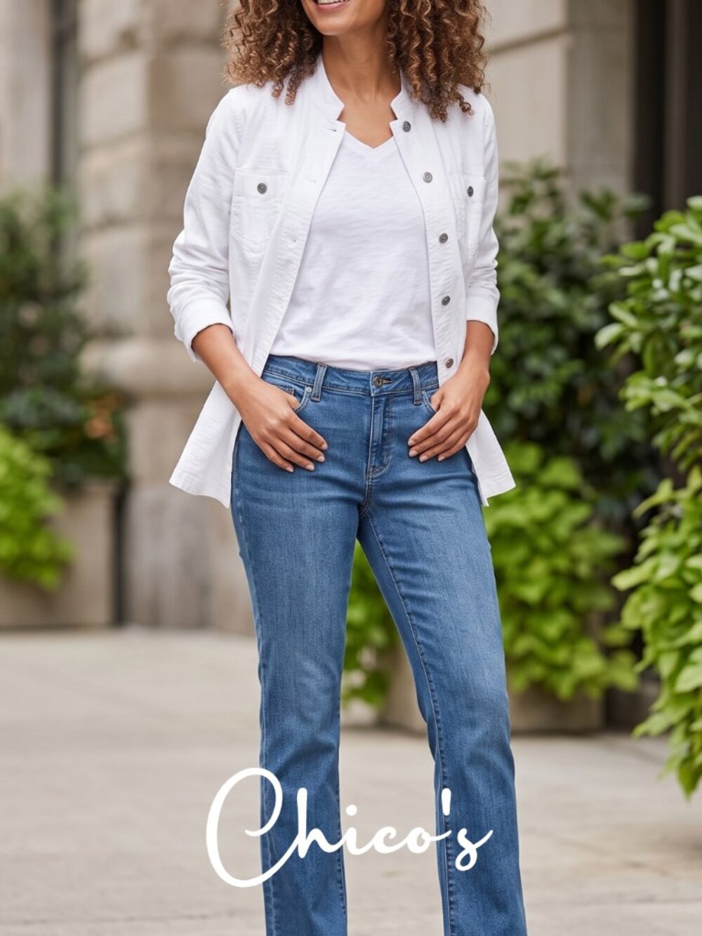 Chico's Classic Button Stretch Cotton Top